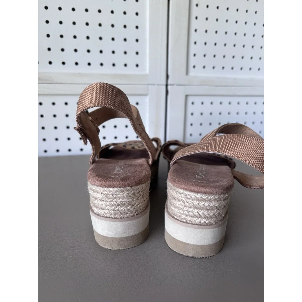 TOMS Women's Diana Wedge Sandals Espadrille Animal Print Size 9.5